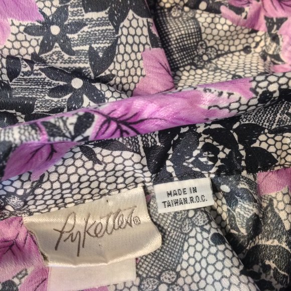 Vintage Pykettes Top Womens Medium Floral Lavender - Picture 6 of 6